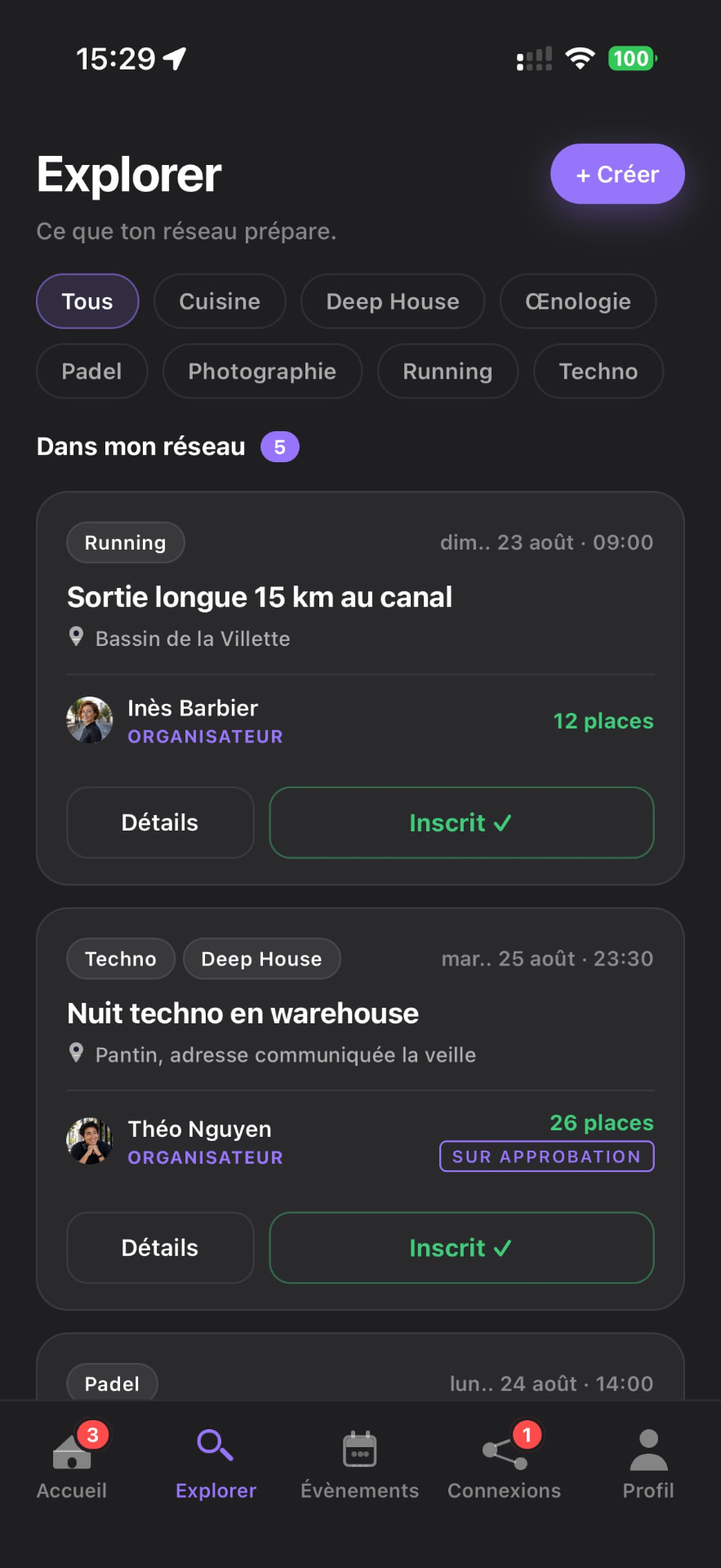 Écran Explorer de l'application Wyterabyt